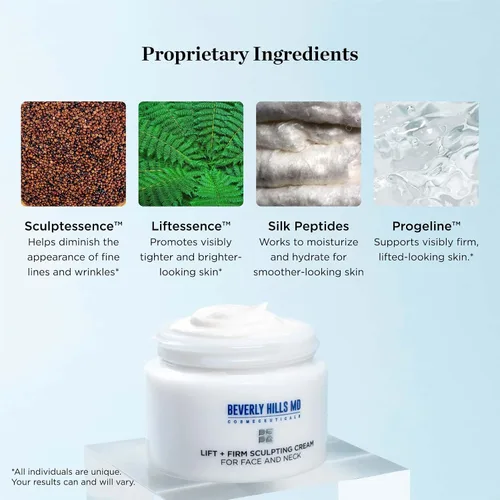Vista 2 de Beverly Hills MD Crema escultora Lift & Firm - Tensa y tonifica la piel, loción antienvejecimiento para una tez suave e hidratada, levanta y suaviza