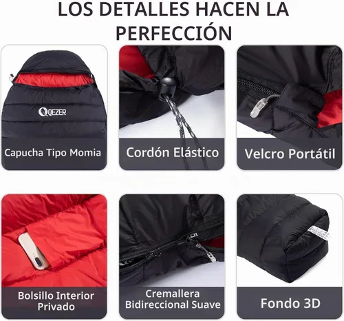 Vista 4 de 0 Degree Down Sleeping Bag for Adults,Cold Weather Backpacking