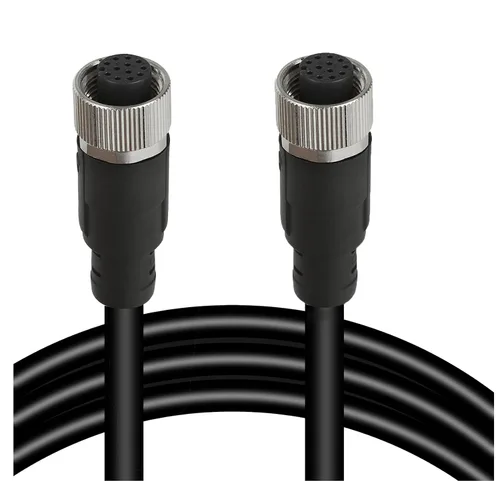 Vista 13 de Cable conector hembra doble M12 de 4 pines – Cable de extensión de sensor impermeable industrial, cable de señal seguro codificado A