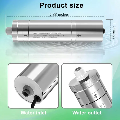 Vista 2 de Filtro de agua ultravioleta LED UV para sistema de filtro de agua debajo del fregadero y sistema de ósmosis inversa, reduce hasta el 99.9%