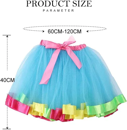 Vista 3 de REETAN Rainbow Tutu Skirts Colorful Tulle Skirt Ribbon Layered Dance Party Tutu Costume for Women and Girls