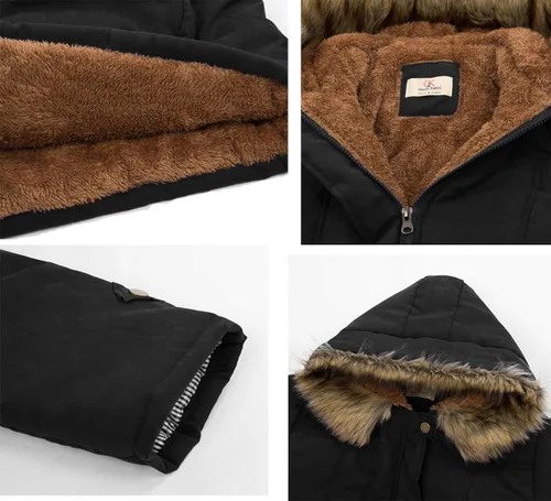 Vista 5 de GRACE KARIN Abrigos largos con capucha estilo parka para mujer con forro de polar grueso para invierno