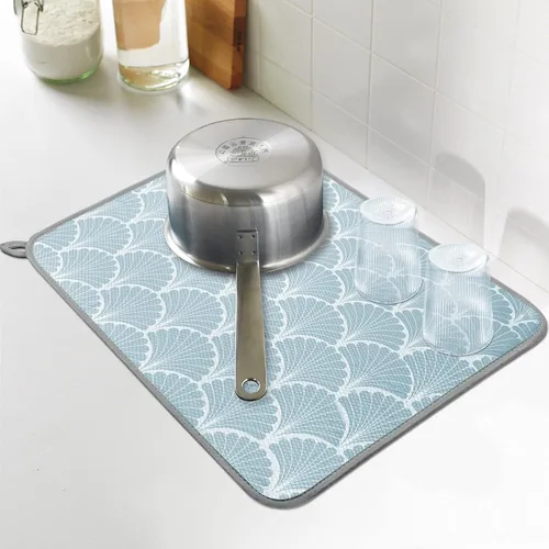 Vista 7 de SHIYUE Tapete de secado de platos para encimera de cocina, súper absorbente, decoración de cocina de primavera, tapete de secado de microfibra