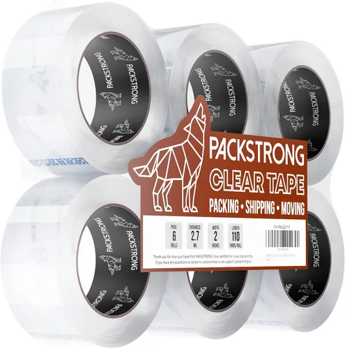 Vista 17 de Packstrong - Cinta de embalaje transparente de grado industrial 12 rollos - 110 yardas por rollo - 2" de ancho x 2 mil de grosor, cinta adhesiva