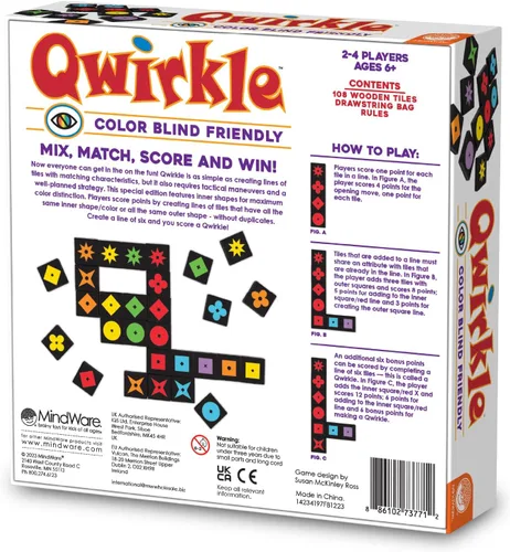 Vista 6 de MindWare Qwirkle Amigable para Daltónicos Juego Familiar para Niños y Adultos - Divertido Juego de Noche Familiar para Concentración y Habilidades