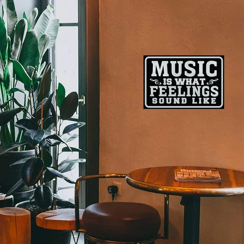 Vista 3 de Cusde Music Is What Feelings Sound Like - Decoración de pared inspiradora, letrero de lata con música, regalos para amantes de la música, carteles