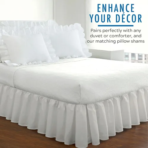 Vista 6 de Faldón plisado de popelina para cama tamaño California King, de Fresh Ideas Blanco