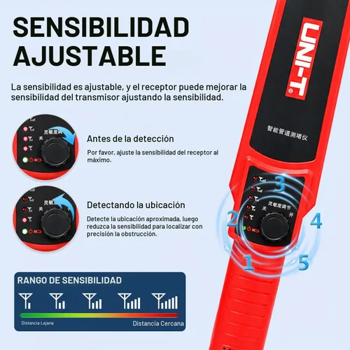 Vista 4 de Localizador subterráneo del tubo de la pared de UNI-T, transmisor 115Ft del bloqueo de la alcantarilla