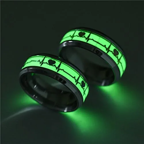 Vista 3 de hohrayway Anillo luminoso con cruz de Jesús y Cristianos, de titanio, fluorescente, adornos, regalo para hombres y mujeres, talla 6