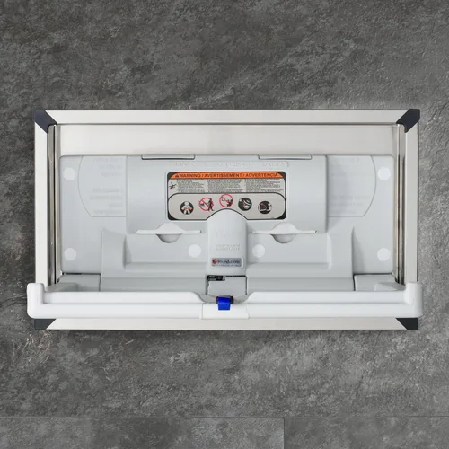 Vista 8 de Foundations Cambiador de bebé clásico horizontal para baños comerciales, diseño empotrado, fácil de limpiar e instalar, cumple con todos