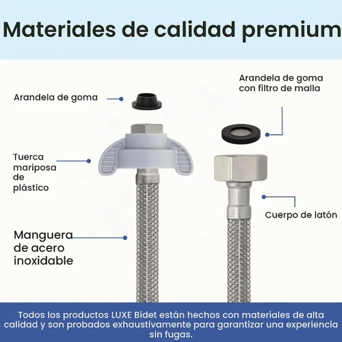 Vista 6 de LUXE Bidet Manguera de agua fría de 1/2" x 1/4" x 15", metal trenzado