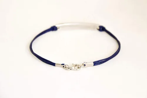 Vista 3 de Pulsera Shema Israel para Hombres, Encanto Hebreo de Plata, Pulsera de Hombres con Cordón de Cuerda Azul, Oración Judía Hecha en Israel, Joyería