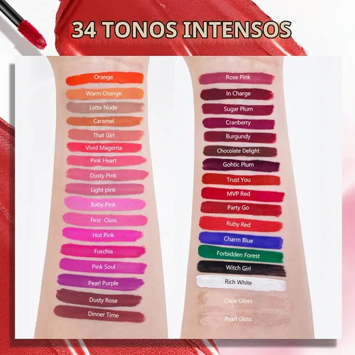 Vista 9 de MAKI YIKA Juego de 3 lápices labiales líquidos mate, color negro y rojo Negro/Rojo Oscuro/Desnudo