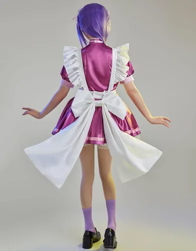 Vista 3 de Miccostumes Disfraz de anime para mujeres y niñas conjunto de vestido de sirvienta con accesorios
