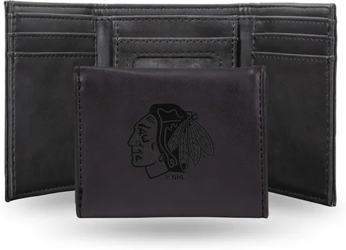 Vista 34 de NHL Rico Industries - Billetera triple grabada con láser y tres pliegues, accesorio para hombre