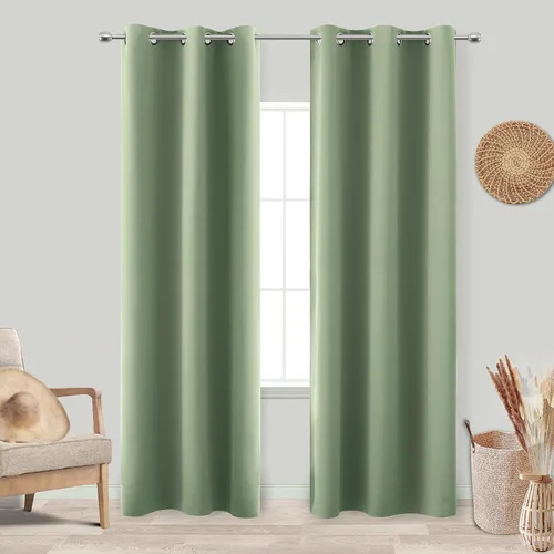 Vista 229 de KOUFALL Cortinas de Baño Aqua para Ventana, Juego de 2 Paneles Decoración Costera Cortinas Cortas Opacas para Ventana Pequeña de Cocina Puerta