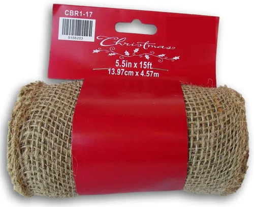 Vista 3 de Rollo de cinta de arpillera natural, rollo de yute rústico para manualidades de 5.5 pulgadas x 15 pies