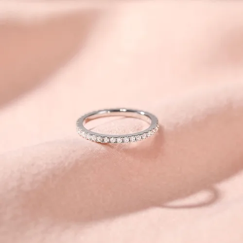 Vista 2 de EAMTI anillo de compromiso chapado en oro blanco de 14quilates, 564 de pulgada, con circonita, anillo de compromiso apilable, tamaños 3-13