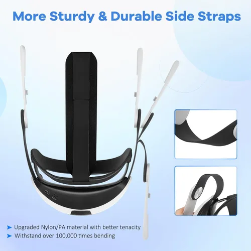 Vista 6 de Hurra Head Strap with Battery for Oculus Quest 2, 10000mAh Fast Charging Battery Pack Extend 8H Playtime, Adjustable Elite Strap Replacement with