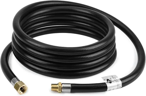 Vista 9 de only fire 5 pies de extensión de propano/manguera de electrodoméstico para gas propano, 1/4" macho NPT x 1/4" hembra con asiento de bola y ajuste