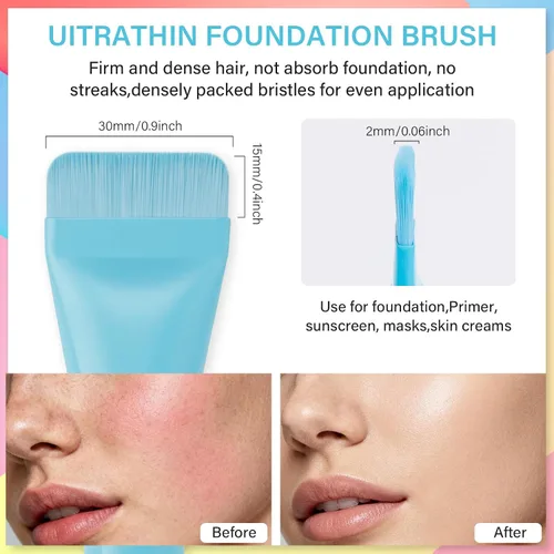 Vista 6 de docolor Brochas de Maquillaje 3 Piezas Base Polvo Rubor Brocha Premium Brocha de Maquillaje Facial Para Aplicar y Mezclar polvo, base, bronceador