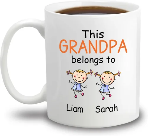 Vista 13 de Tazas con fotos personalizadas para abuelo, regalo para el mejor abuelo del mundo, taza de café personalizada para abuelo, taza para abuelos