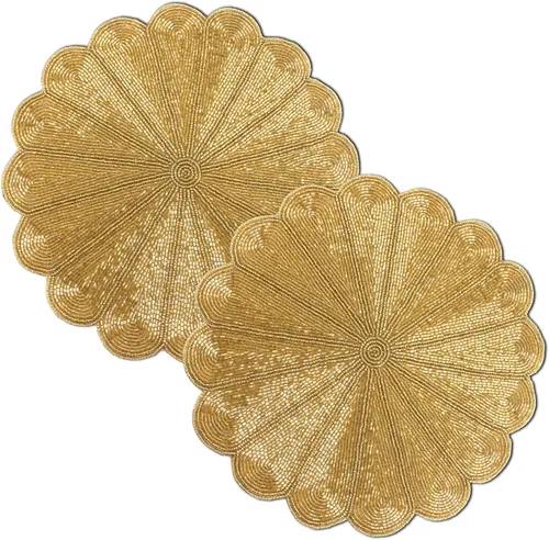Vista 32 de Manteles individuales de 13 pulgadas con cuentas redondas para mesa de comedor - Manteles decorativos con cuentas de vidrio y respaldo de algodón
