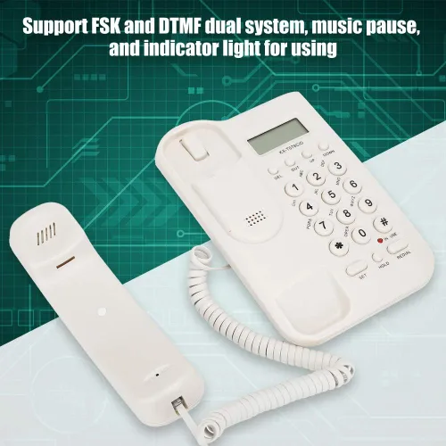 Vista 2 de Teléfono fijo, DTMF/teléfono con cable con pantalla de identificación de llamada/conjunto de números/función de redireccionamiento para el hogar