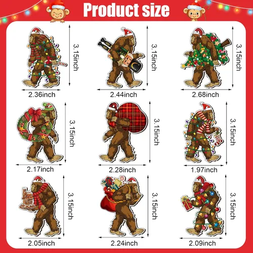 Vista 3 de Kathfly Bigfoot - Adorno de Navidad de madera Sasquatch colgante Bigfoot divertido árbol de Navidad, decoración de gorila, adornos colgantes