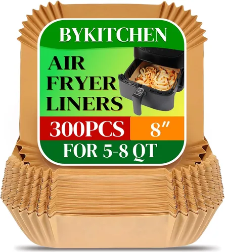 Vista 11 de BYKITCHEN - 200 forros pequeños para freidora de aire de 5.5 pulgadas para Mini papel pergamino para freidora de aire compatible con CHEFMAN 2