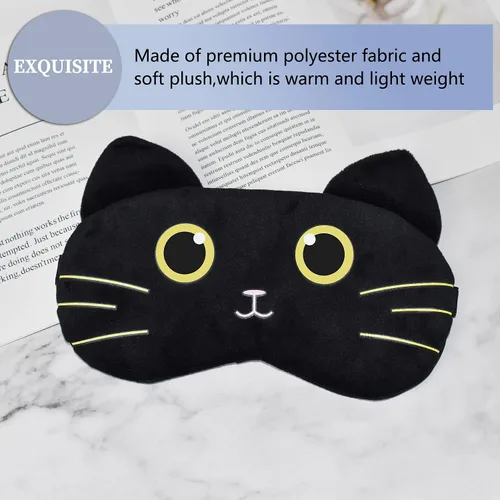 Vista 6 de Lindas máscaras para dormir con diseño de animales de dibujos animados, máscara de felpa para dormir y con los ojos vendados de viaje, divertida