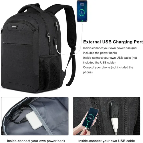 Vista 4 de BIKROD Mochila para hombres y mujeres, mochila escolar para niños, resistente al agua, para viajes de negocios, laptop, para laptop de 15.6 pulgadas