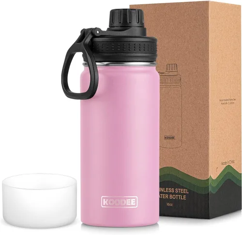 Vista 133 de koodee Botella de agua para niños, botella de agua de acero inoxidable de 12 onzas con aislamiento al vacío para la escuela, botella de agua de boca