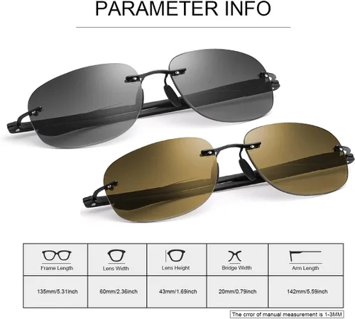 Vista 3 de YIMI 2 pares de lentes de lectura bifocales con luz azul, protección UV400, lentes de sol deportivos de doble uso para hombres y mujeres