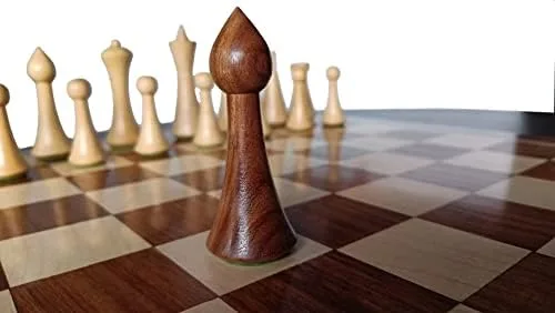 Vista 5 de Juego de ajedrez combinado de madera hecho a mano, piezas únicas de ajedrez Hermann Ohme y tablero de ajedrez de palisandro dorado de 19 pulgadas