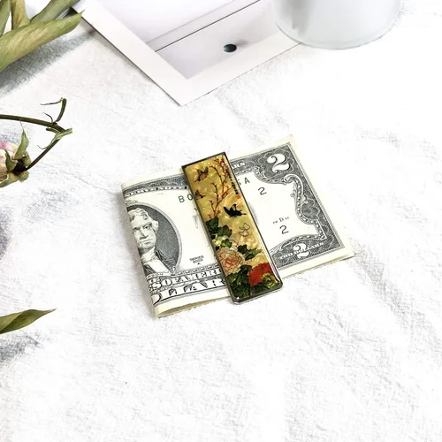 Vista 6 de Madre de perla clip de dinero cartera tarjeta de crédito tarjeta de negocios delgada titular de acero inoxidable colección regalo noble