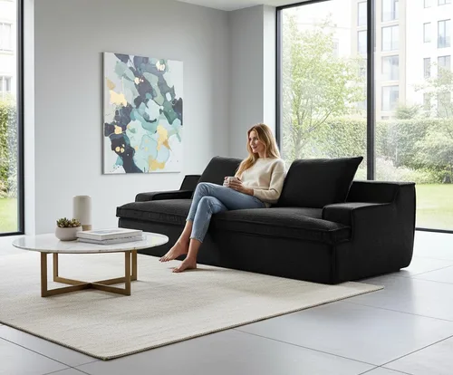 Vista 13 de Comfora Sofá de 4 plazas de gran tamaño, sofá de espuma completa para sala de estar con reposabrazos anchos, tapicería de pana suave, sofá