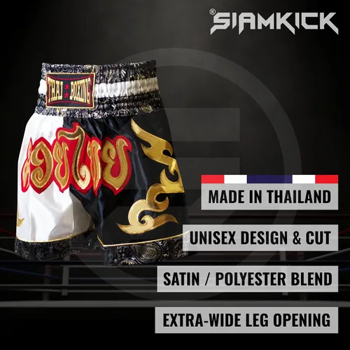 Vista 2 de Pantalones cortos clásicos de Muay Thai para hombres y mujeres, boxeo, kickboxing, alto grado, artes marciales mixtas, ropa de entrenamiento