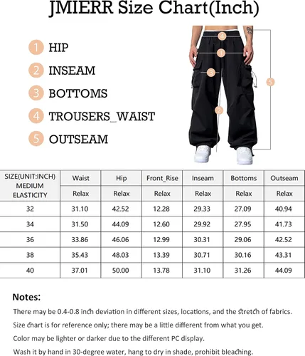 Vista 6 de JMIERR Pantalones cargo holgados para hombre, estilo casual, de paracaídas, holgados, con bolsillos, para uso urbano