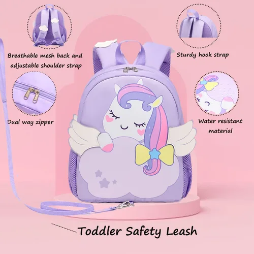 Vista 3 de Jumpopack Mochila para niños y niñas, mochila de jardín de infantes, mochila preescolar, mochila para niños, mochila con correa de seguridad