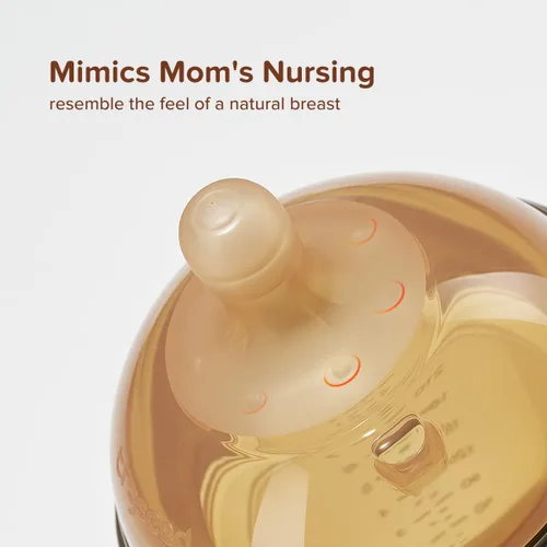 Vista 5 de Thyseed Botella de silicona natural similar al pecho con pezón (7-10 meses), 8 onzas, 1 paquete