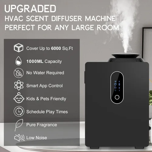 Vista 2 de Cubierta de máquina difusora de aroma HVAC mejorada 2026 de 6000 pies cuadrados con control WIFI para habitaciones grandes, máquina de aire de aroma