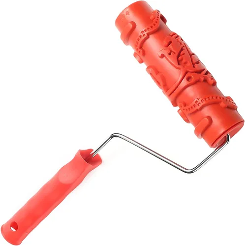 Vista 15 de Auniwaig Brocha de rodillo de pintura de goma en relieve rojo de 12.59 pulgadas para pintura de pared del hogar EG100T patrón de ladrillo DIY