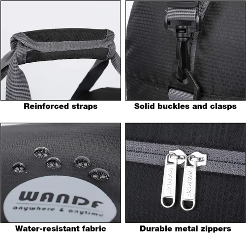 Vista 4 de WANDF - Bolsos de lona plegable en tamaños de 16 a 22 pulgadas y con volúmenes de entre 5.28 a 13.2 galones para viajar, llevar al gimnasio
