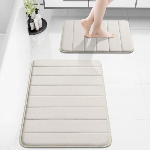 Vista 79 de Buganda Juego de 2 alfombras y tapetes de baño de espuma viscoelástica, lavables a máquina, suaves, antideslizantes, absorbentes, para baño, ducha