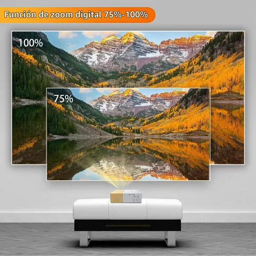 Vista 4 de Mini proyectores de video 720P proyector de película, proyección de pantalla de 24 a 60 pulgadas, proyector LED amigable con los ojos para cine