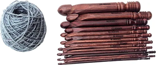 Vista 7 de Juego de 15 ganchos de madera para ganchillo – Mango ergonómico de madera suave mango ganchillo agujas de tejer – Mango de ganchillo de ganchillo