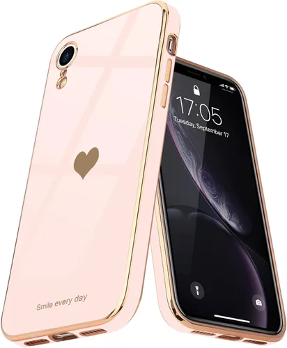 Vista 12 de Teageo Funda compatible con iPhone Xr para mujeres niñas lindo corazón de amor lujoso brillante chapado cubierta trasera suave protección completa
