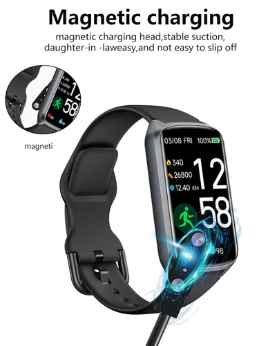 Vista 2 de [Paquete de 2] para Amzhero D26 Fitness Tracker Smartwatch Cable de carga USB magnético, cargador de cable de 2 pines para reloj inteligente.