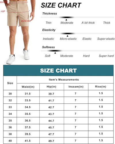 Vista 6 de Libin Pantalones cortos de golf para hombre de 7 pulgadas y 9 pulgadas, pantalones cortos de vestir de trabajo, pantalones cortos híbridos casuales